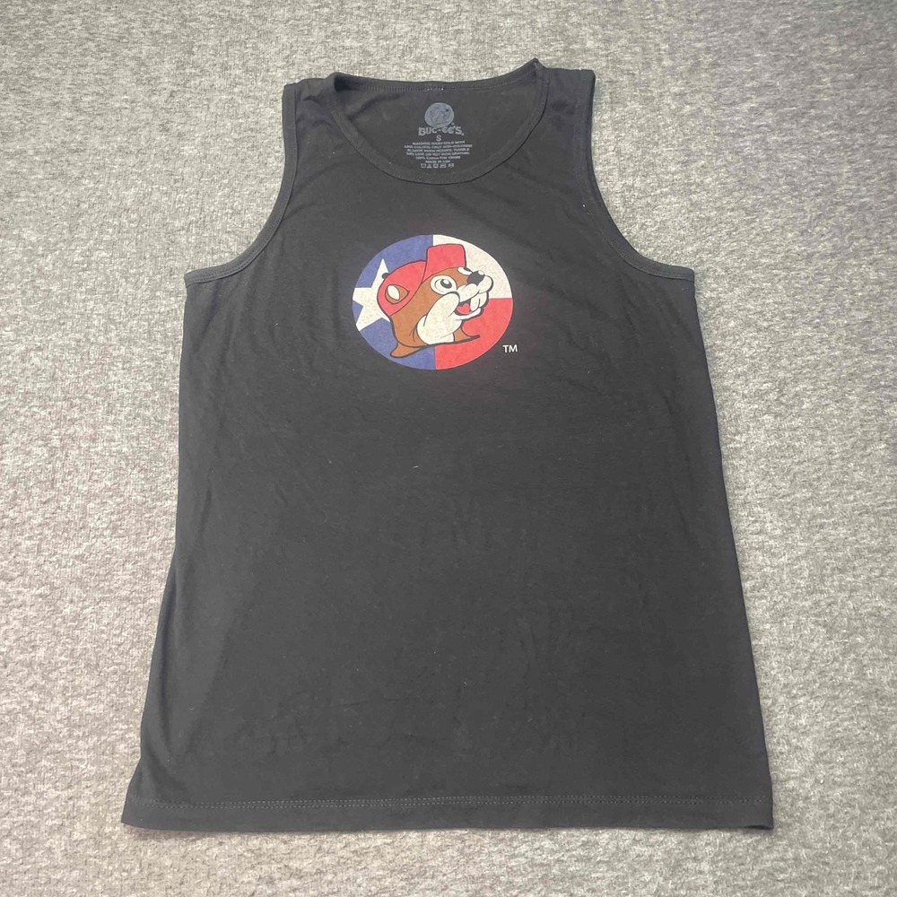 Buc-ees Tank Top Men Small Black Texas Flag Graphic Sleeveless‎ Cotton